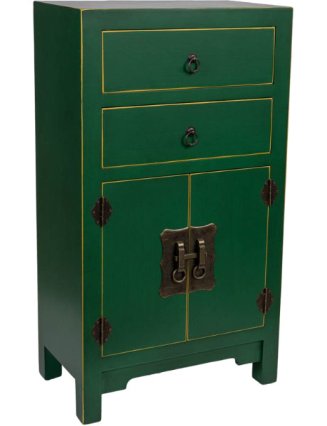 Meuble d'entrée étroit vert émeraude en MDF 45x26x81 cm Virenaya  - 1