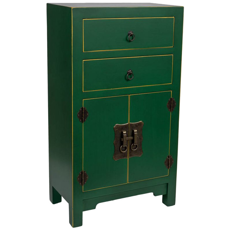 Meuble d'entrée étroit vert émeraude en MDF 45x26x81 cm Virenaya  - 1