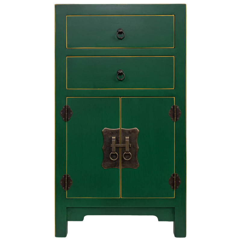 Meuble d'entrée étroit vert émeraude en MDF 45x26x81 cm Virenaya  - 2