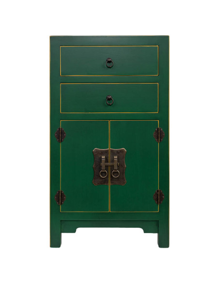 Meuble d'entrée étroit vert émeraude en MDF 45x26x81 cm Virenaya  - 2