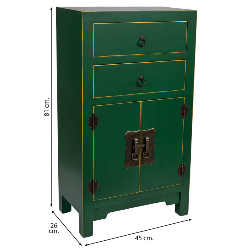 Meuble d'entrée étroit vert émeraude en MDF 45x26x81 cm Virenaya  - 8