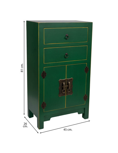 Meuble d'entrée étroit vert émeraude en MDF 45x26x81 cm Virenaya  - 8