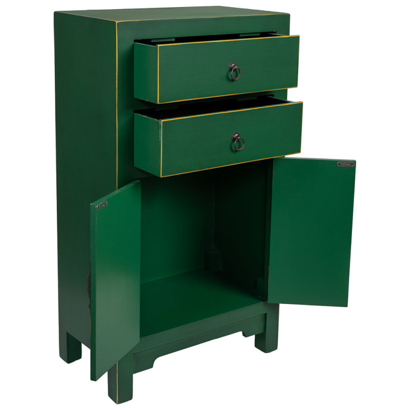 Meuble d'entrée étroit vert émeraude en MDF 45x26x81 cm Virenaya  - 3