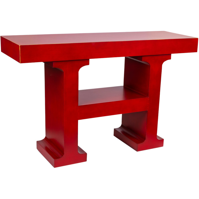 Console d’entrée rouge bordeaux laquée MDF 120x38x80 cm Nivira  - 1