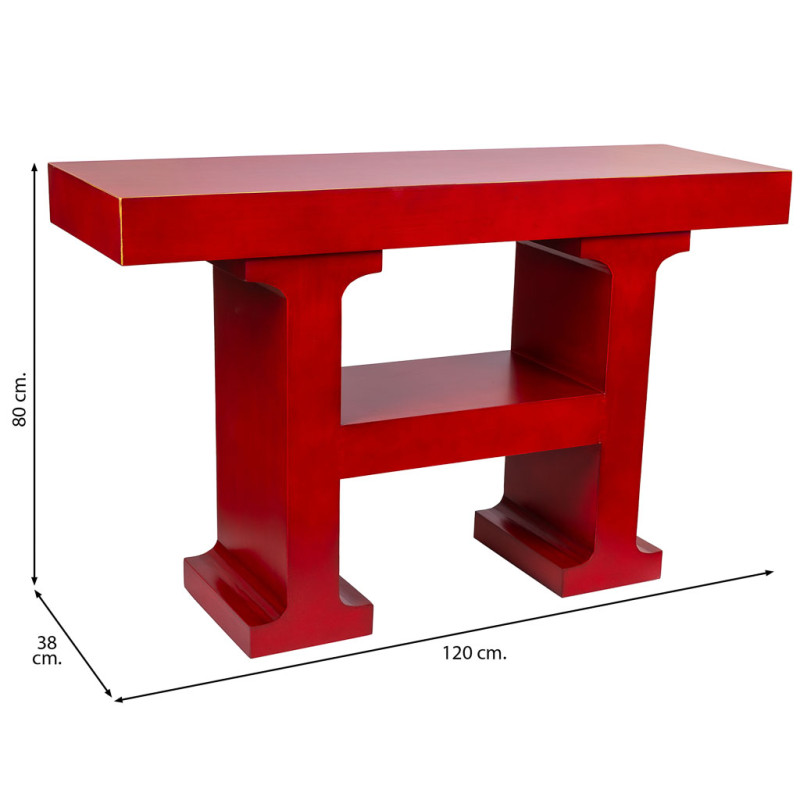 Console d’entrée rouge bordeaux laquée MDF 120x38x80 cm Nivira  - 9