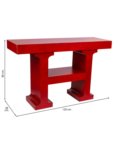 Console d’entrée rouge bordeaux laquée MDF 120x38x80 cm Nivira  - 9