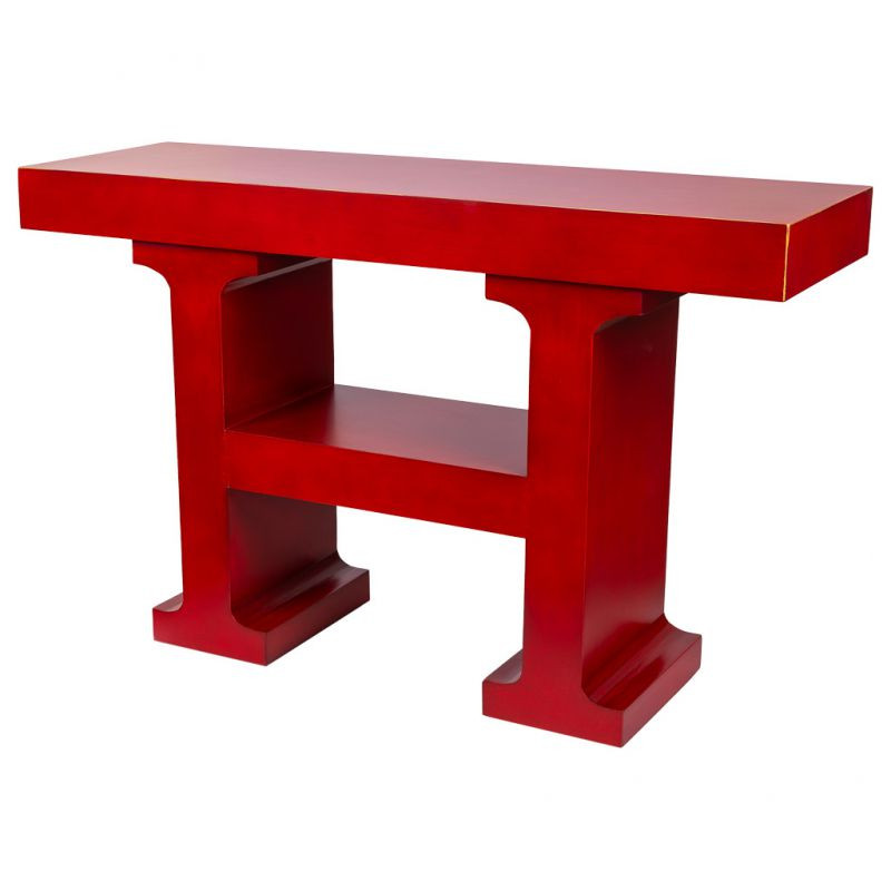 Console d’entrée rouge bordeaux laquée MDF 120x38x80 cm Nivira  - 4