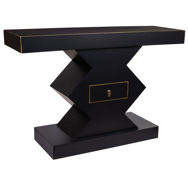 Console d’entrée noire laquée MDF 120x38x80 cm Naisia  - 1