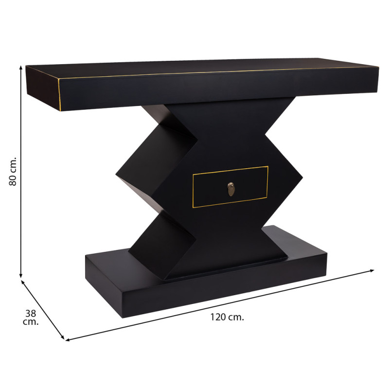 Console d’entrée noire laquée MDF 120x38x80 cm Naisia  - 7