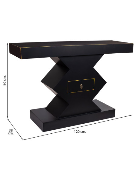 Console d’entrée noire laquée MDF 120x38x80 cm Naisia  - 7