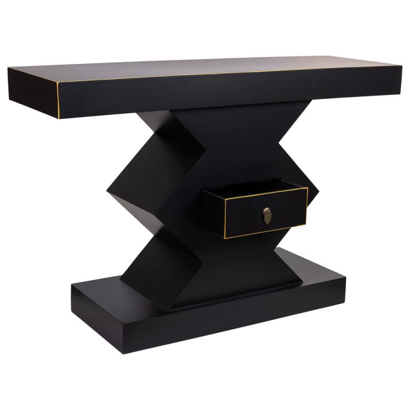 Console d’entrée noire laquée MDF 120x38x80 cm Naisia  - 3