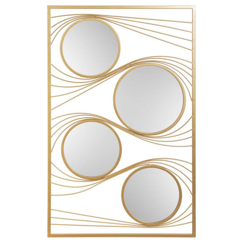 Miroir mural rectangulaire doré en métal 61x96 cm Liocio  - 1