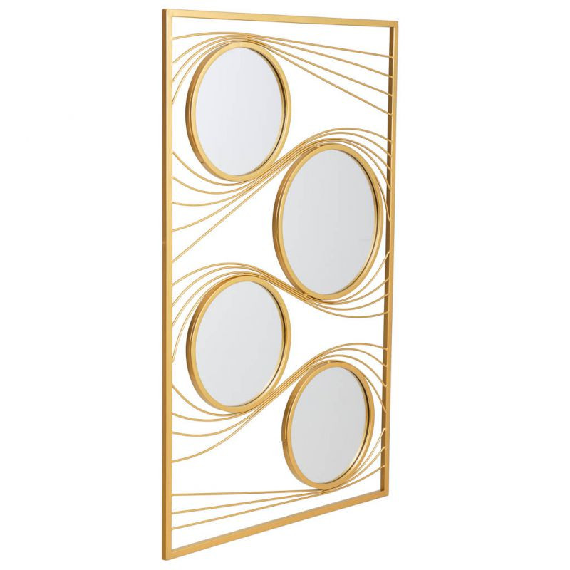 Miroir mural rectangulaire doré en métal 61x96 cm Liocio  - 3