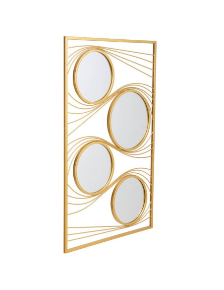 Miroir mural rectangulaire doré en métal 61x96 cm Liocio  - 3