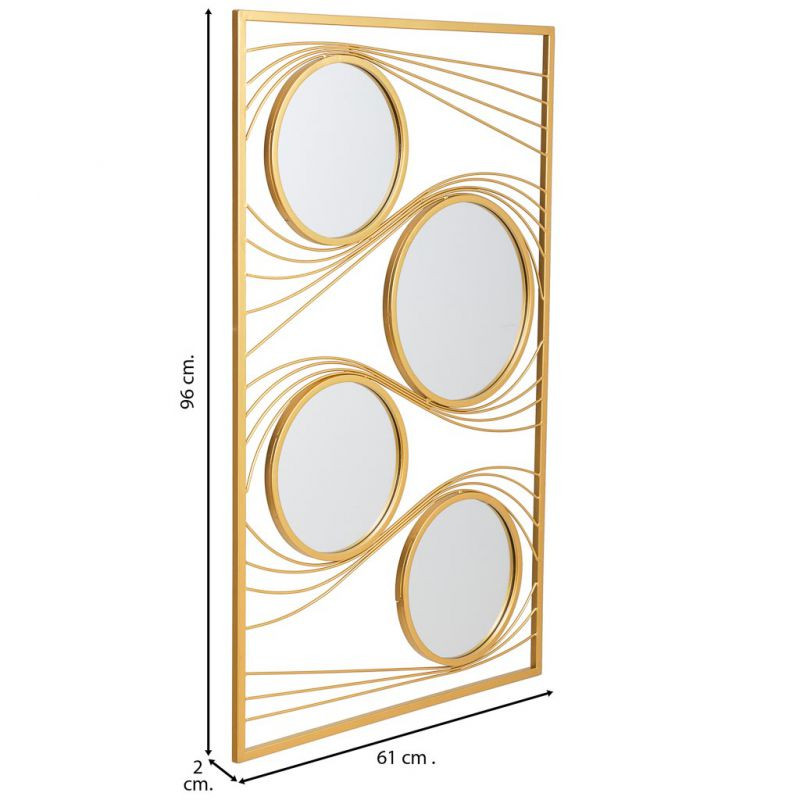 Miroir mural rectangulaire doré en métal 61x96 cm Liocio  - 9
