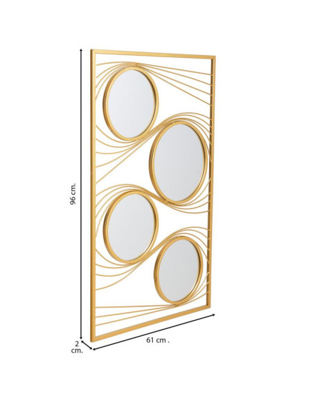 Miroir mural rectangulaire doré en métal 61x96 cm Liocio  - 9