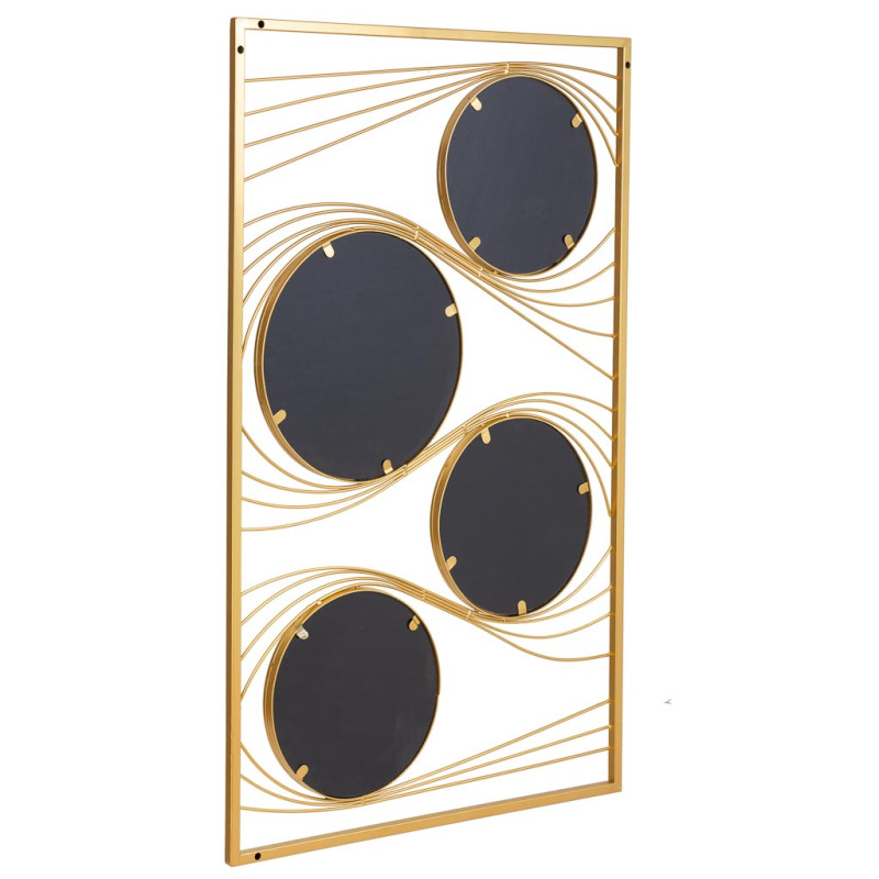 Miroir mural rectangulaire doré en métal 61x96 cm Liocio  - 4