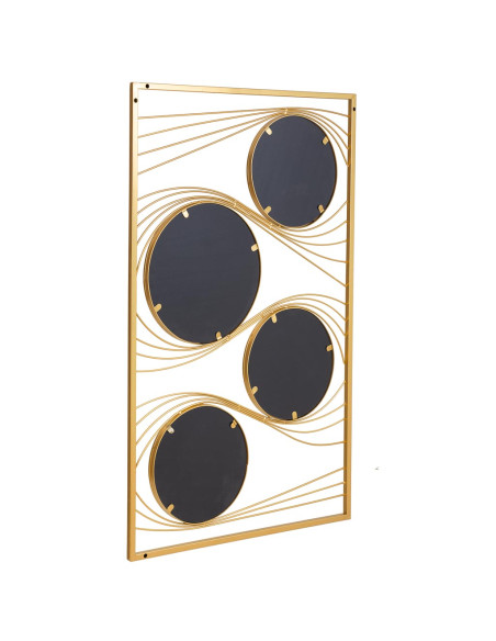 Miroir mural rectangulaire doré en métal 61x96 cm Liocio  - 4