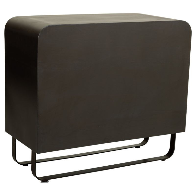 Buffet industriel 2 portes bois brun métal noir 90x44x80,5 cm Daecio  - 5