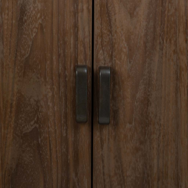 Buffet industriel 2 portes bois brun métal noir 90x44x80,5 cm Daecio  - 7
