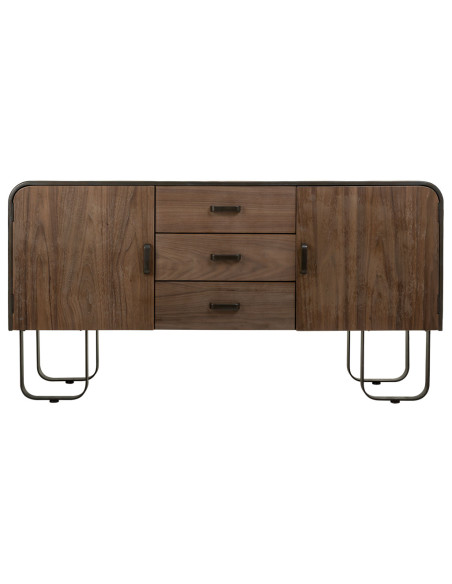 Buffet industriel bois brun métal noir 145x47x76,5 cm Daecio  - 3