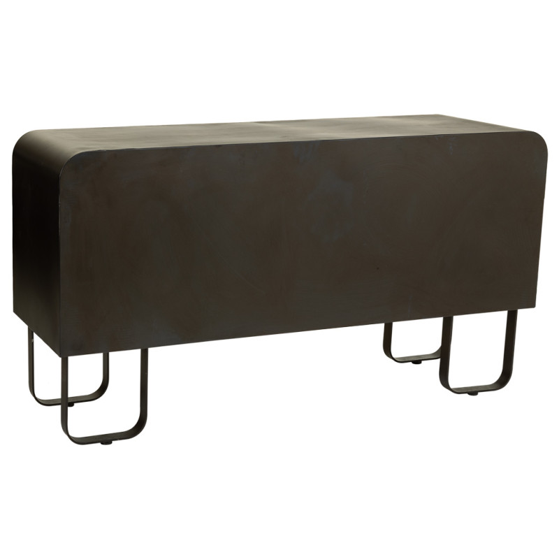 Buffet industriel bois brun métal noir 145x47x76,5 cm Daecio  - 5