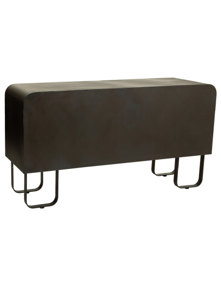 Buffet industriel bois brun métal noir 145x47x76,5 cm Daecio  - 5