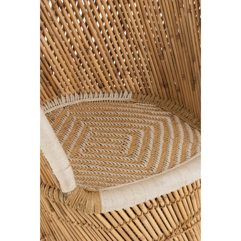 Fauteuil Rond Gus en Bambou Naturel Blanc - 6