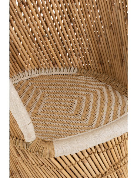 Fauteuil Rond Gus en Bambou Naturel Blanc - 6
