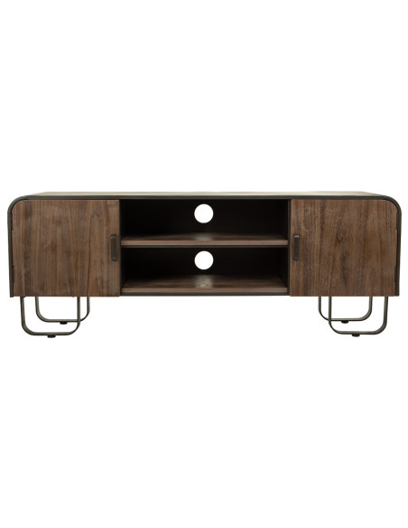 Meuble TV industriel bois brun métal noir 150x42x58 cm Daecio  - 3