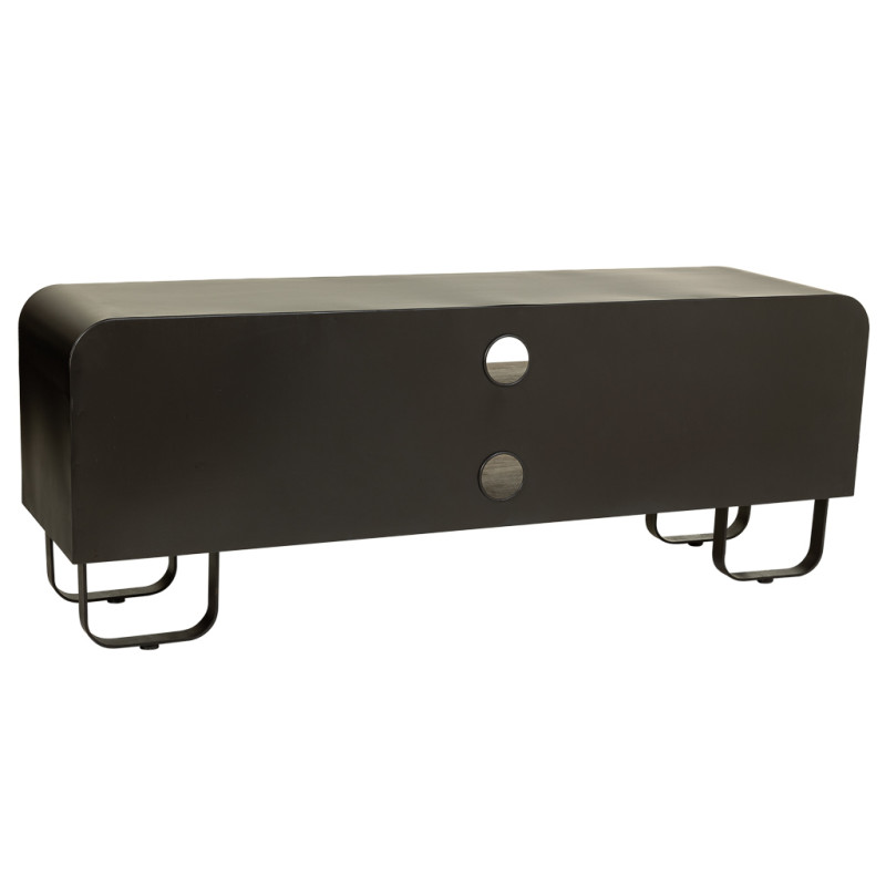 Meuble TV industriel bois brun métal noir 150x42x58 cm Daecio  - 5