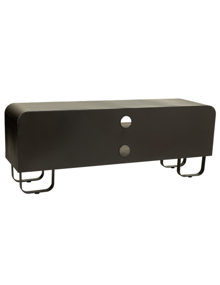 Meuble TV industriel bois brun métal noir 150x42x58 cm Daecio  - 5