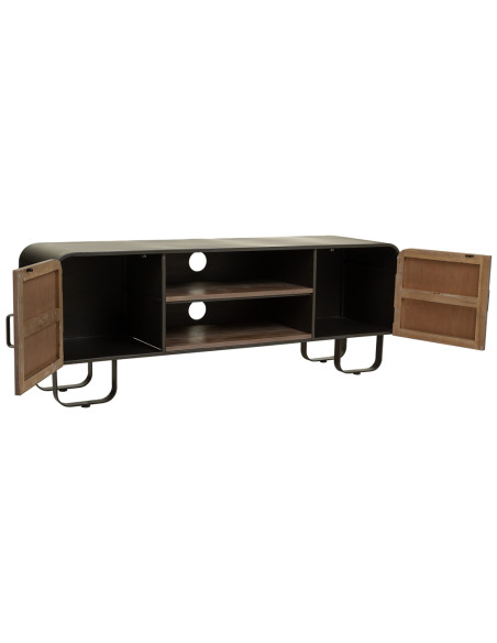 Meuble TV industriel bois brun métal noir 150x42x58 cm Daecio  - 4