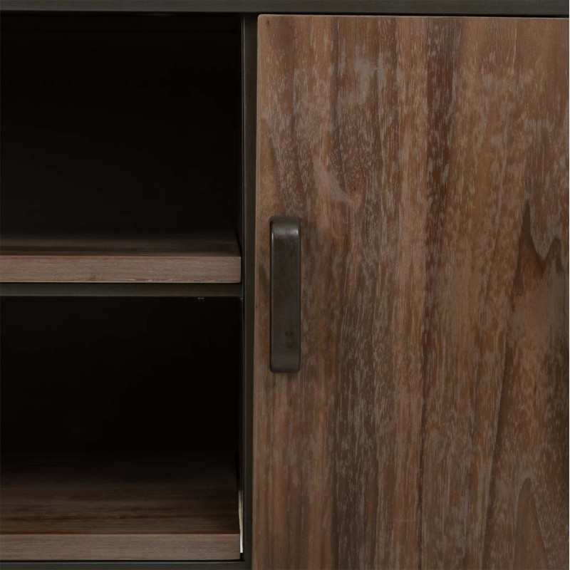 Meuble TV industriel bois brun métal noir 150x42x58 cm Daecio  - 7