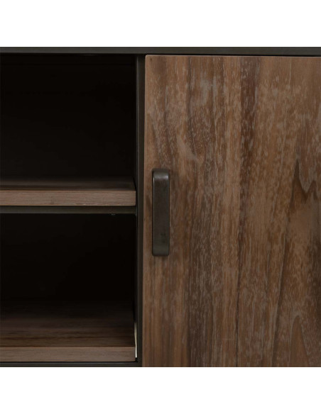 Meuble TV industriel bois brun métal noir 150x42x58 cm Daecio  - 7