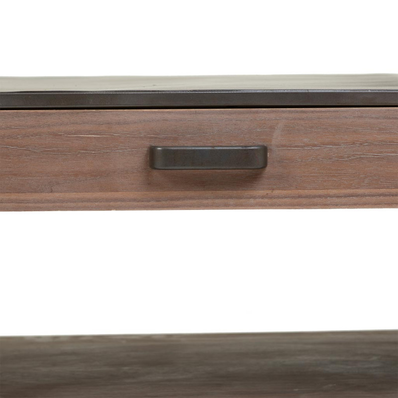 Table basse industrielle 2 tiroirs bois brun métal noir 120x62x41 cm Daecio  - 7