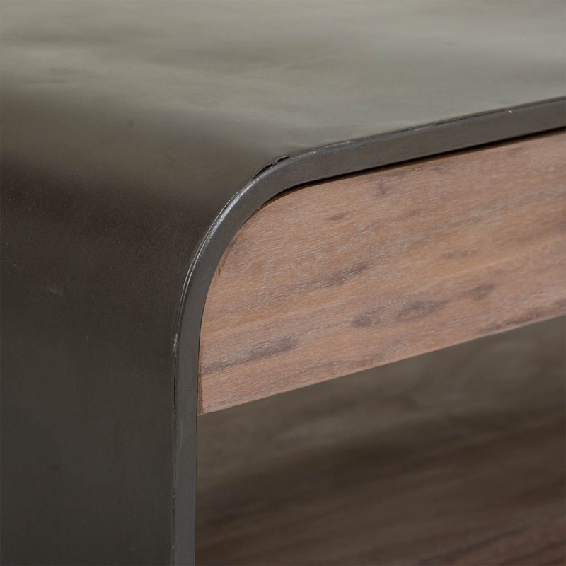Table basse industrielle 2 tiroirs bois brun métal noir 120x62x41 cm Daecio  - 8