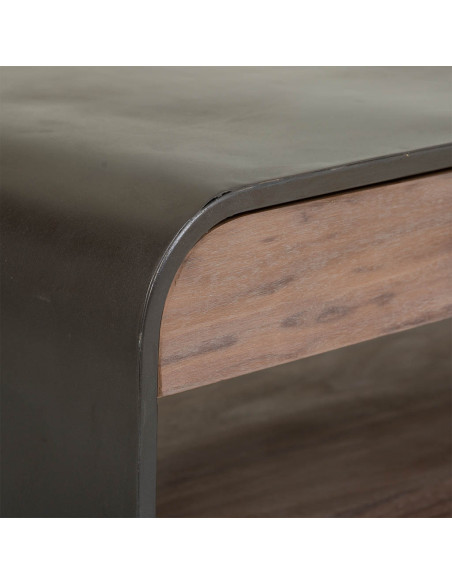Table basse industrielle 2 tiroirs bois brun métal noir 120x62x41 cm Daecio  - 8