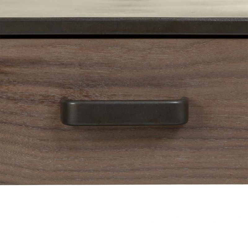 Table de chevet industrielle bois brun métal noir 50x52x56 cm Daecio  - 7