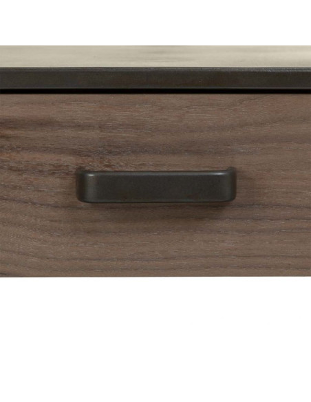 Table de chevet industrielle bois brun métal noir 50x52x56 cm Daecio  - 7