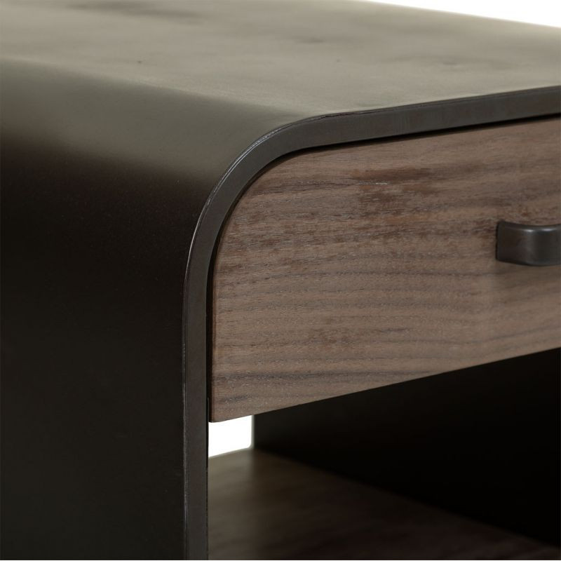 Table de chevet industrielle bois brun métal noir 50x52x56 cm Daecio  - 8