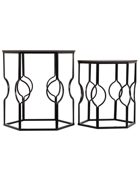 Lot de 2 tables d'appoint Art déco métal noir Azetea  - 2
