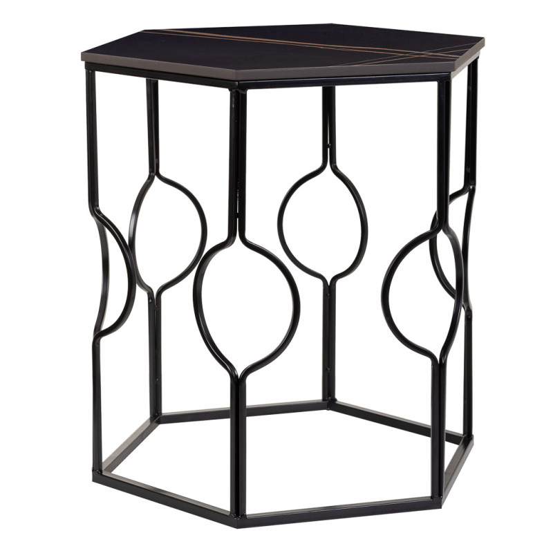 Lot de 2 tables d'appoint Art déco métal noir Azetea  - 3