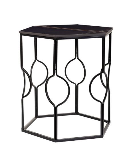 Lot de 2 tables d'appoint Art déco métal noir Azetea  - 3
