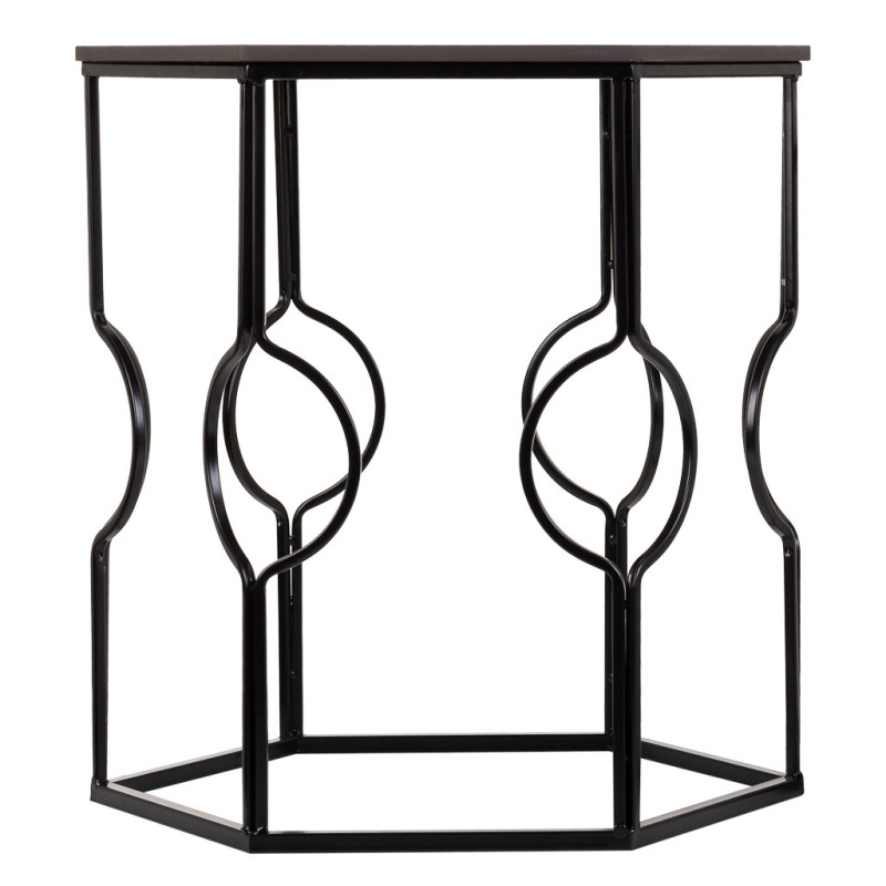 Lot de 2 tables d'appoint Art déco métal noir Azetea  - 4