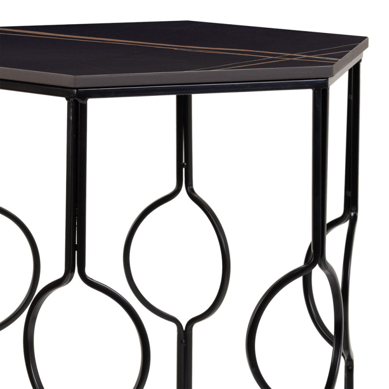 Lot de 2 tables d'appoint Art déco métal noir Azetea  - 5