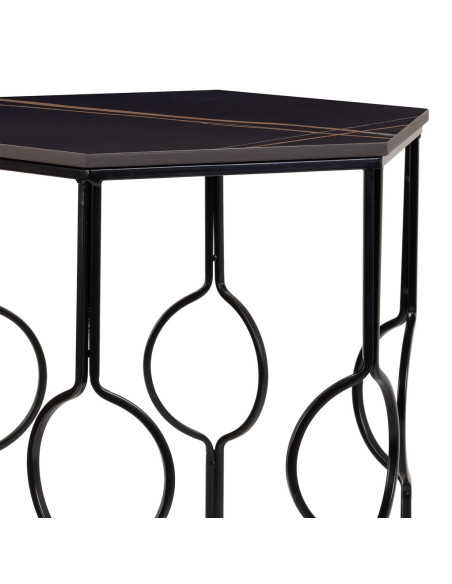 Lot de 2 tables d'appoint Art déco métal noir Azetea  - 5