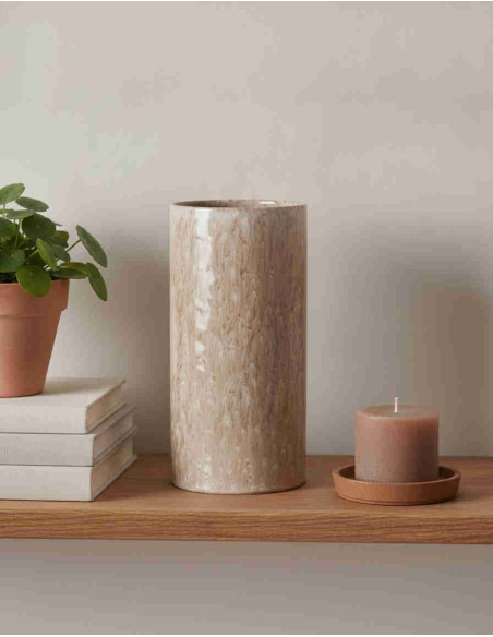 Vase beige en céramique 15,5x15,5x31 cm Zryzek  - 2