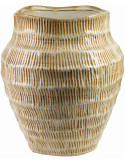 Grand vase beige strié en céramique 30x34 cm Gralek