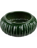 Vase bas vert forêt en céramique striée 37x15 cm Skymek